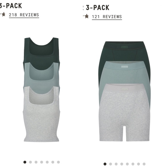 Skims, cotton rib 3-pack tank and boxers matching sets, size medium - Picture 1 of 3